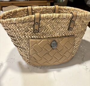 Kurt Geiger Straw Tote with Quilted front pocket